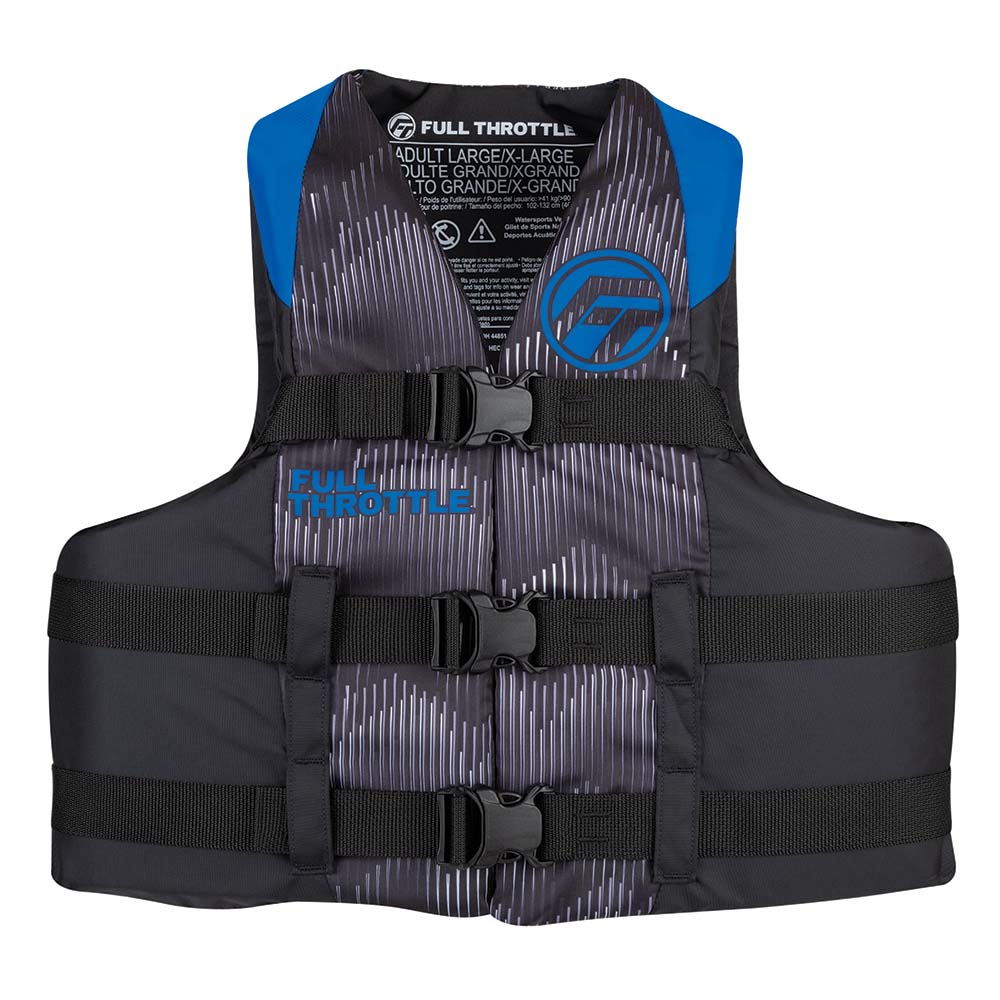 Chaleco salvavidas de nailon para adultos Full Throttle - 2XL/4XL - Azul/Negro [112200-500-080-22]