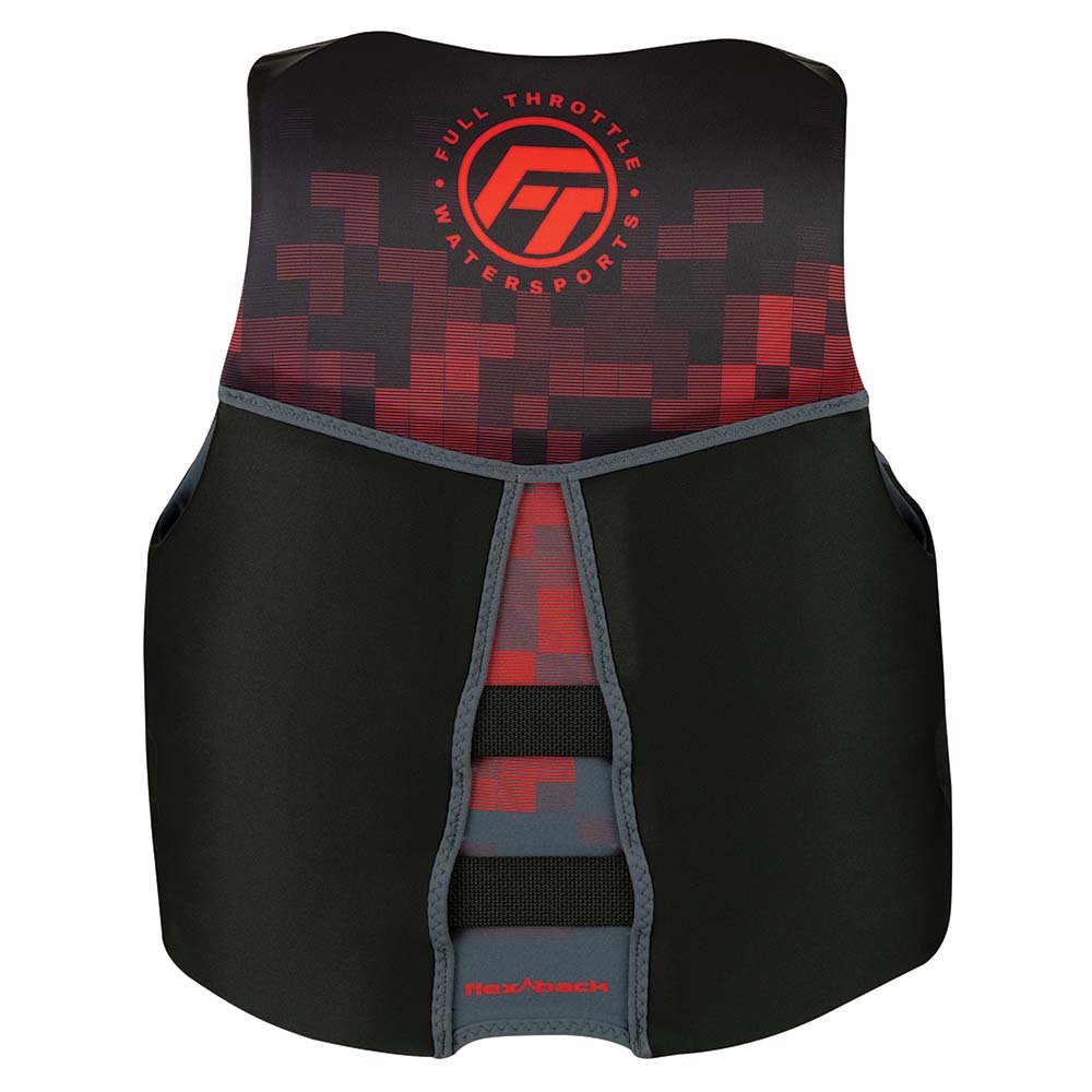 Chaleco salvavidas Full Throttle para hombre de secado rápido y espalda flexible - XL - Negro/Rojo [142500-100-050-22]