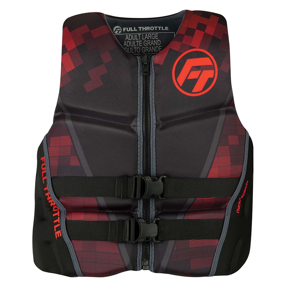 Chaleco salvavidas Full Throttle para hombre de secado rápido y espalda flexible - XL - Negro/Rojo [142500-100-050-22]