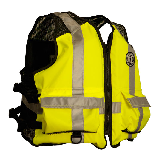 Chaleco de malla industrial de alta visibilidad Mustang - Amarillo fluorescente/Verde/Negro - Pequeño/Mediano [MV1254T3-239-S/M-216]