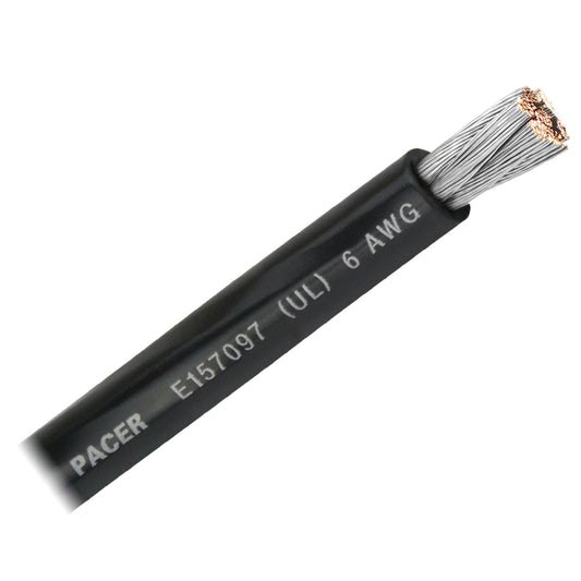 Cable de batería Pacer negro 6 AWG - Vendido por pie [WUL6BK-FT]