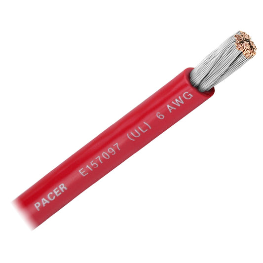 Cable de batería Pacer Red 6 AWG - Vendido por pie [WUL6RD-FT]