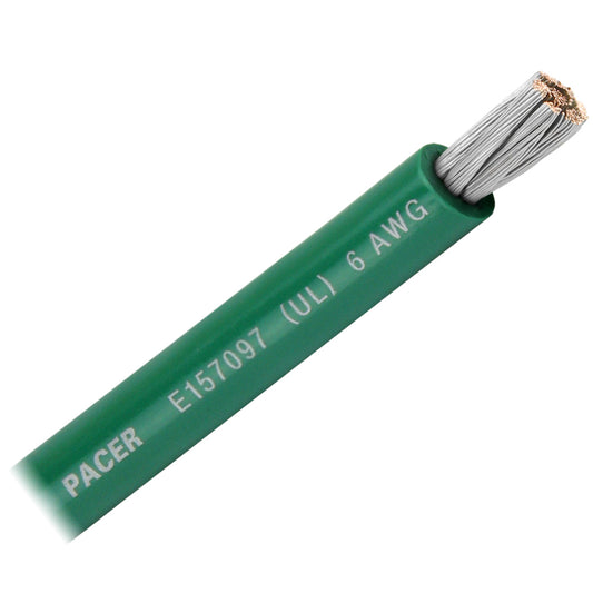 Cable de batería Pacer Green 6 AWG - Vendido por pie [WUL6GN-FT]