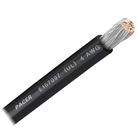 Cable de batería Pacer negro 4 AWG - Vendido por pie [WUL4BK-FT]