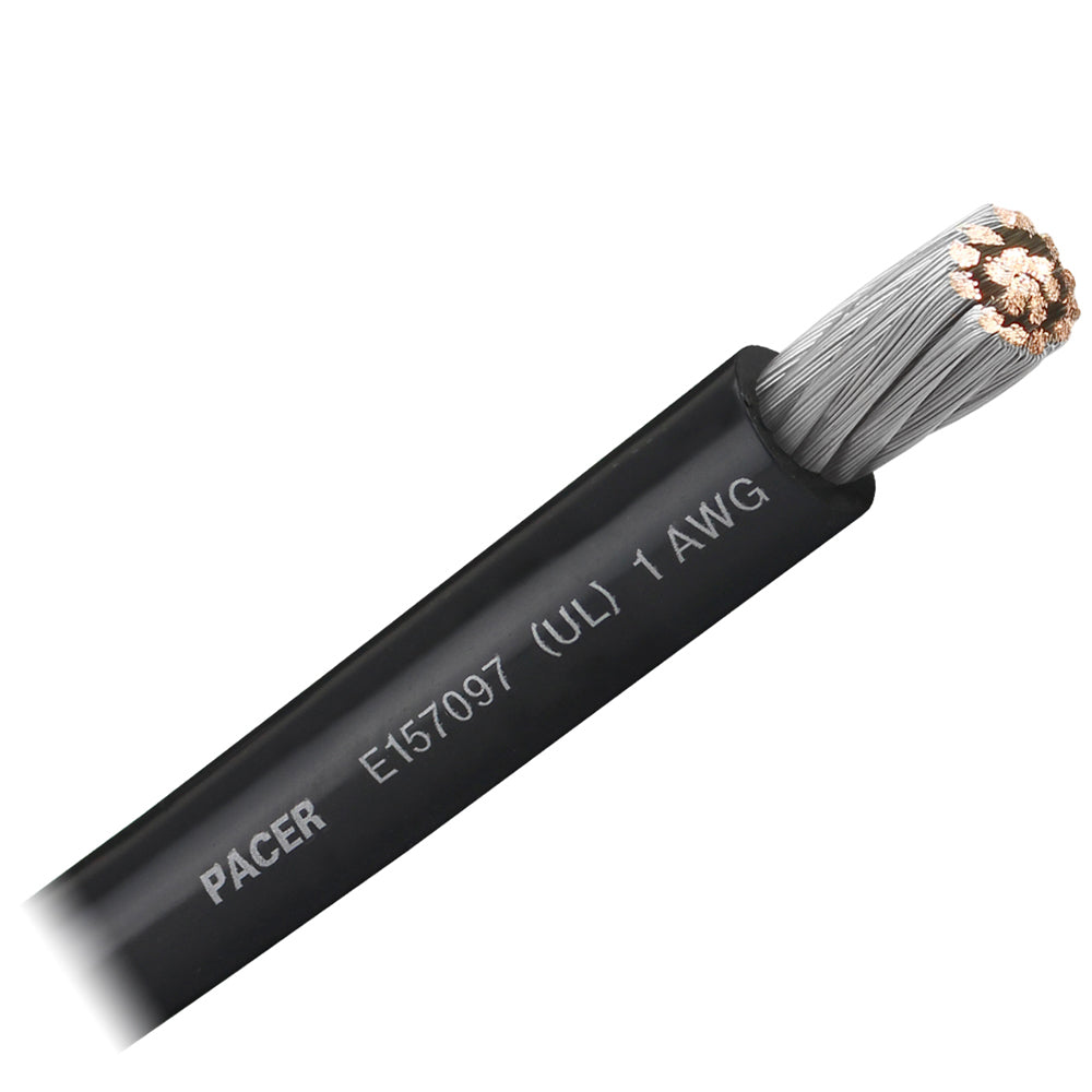 Cable de batería Pacer negro 1 AWG - Vendido por pie [WUL1BK-FT]