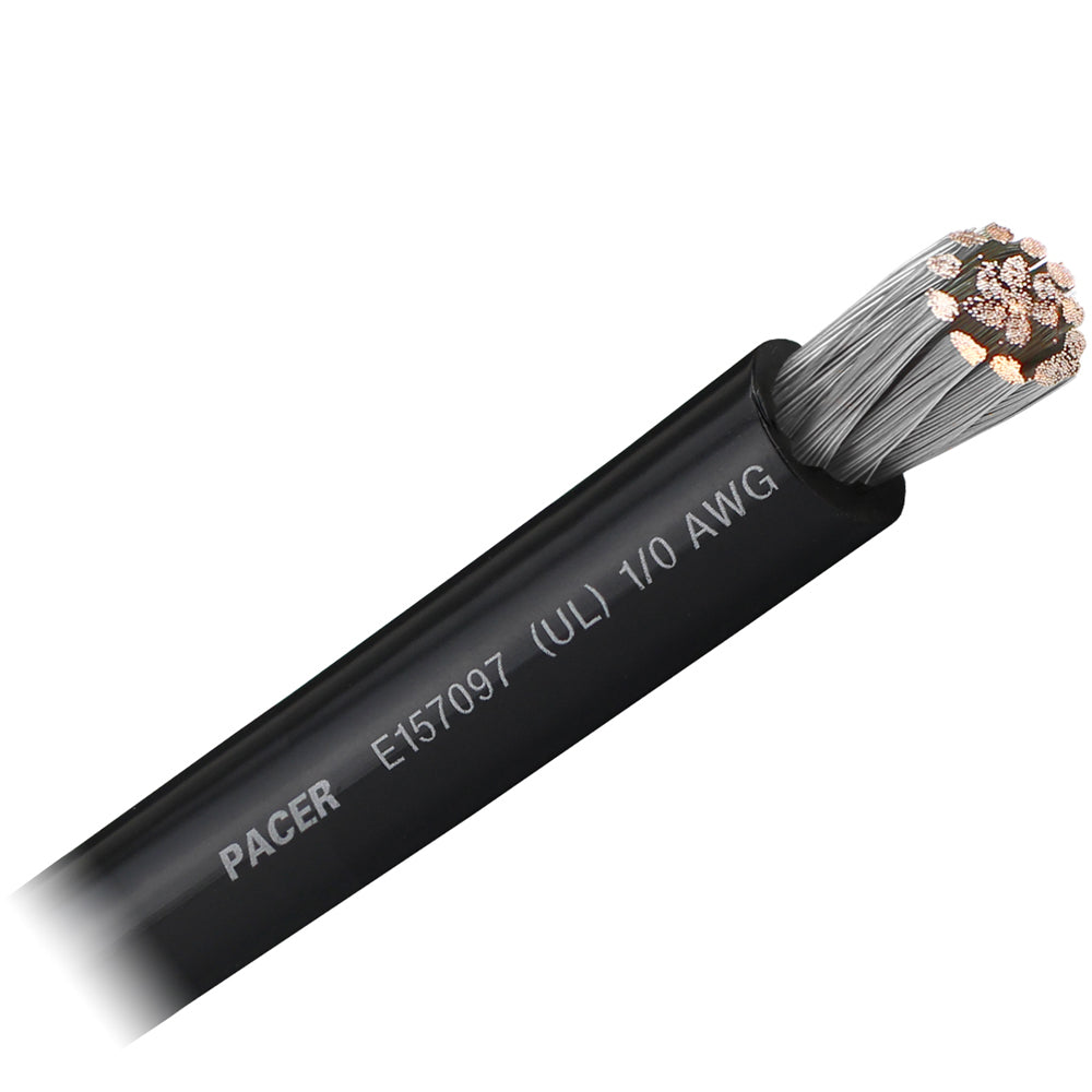 Cable de batería Pacer negro 1/0 AWG - Vendido por pie [WUL1/0BK-FT]