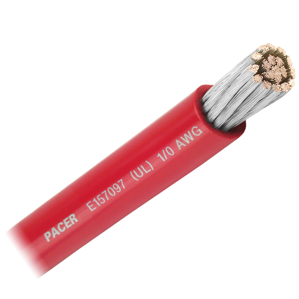 Cable de batería Pacer rojo 1/0 AWG - Vendido por pie [WUL1/0RD-FT]