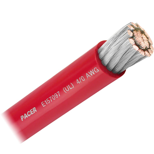 Cable de batería Pacer Red 4/0 AWG - Vendido por pie [WUL4/0RD-FT]