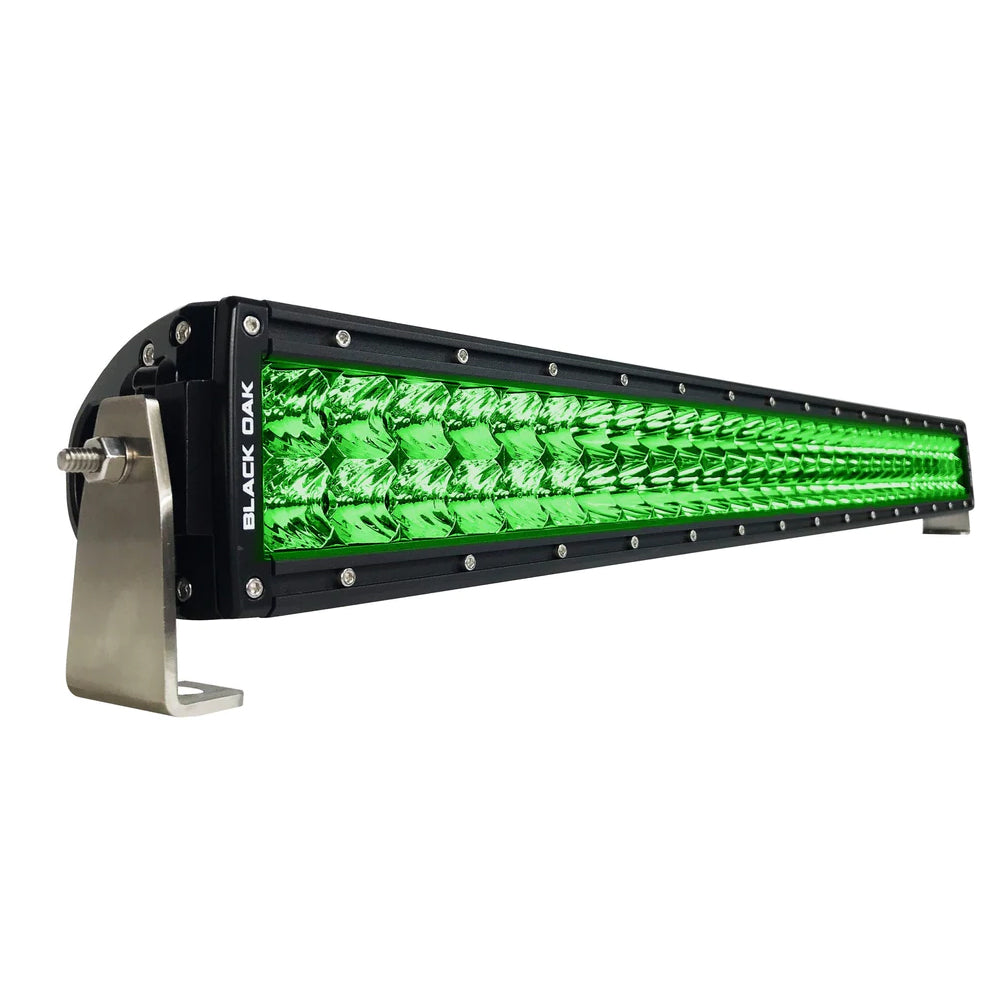 Black Oak 30" Curved Double Row Green LED Hog Hunting Light Bar - Combo Optics - Black Housing - Pro Series 3.0 [30CG-D3OS]