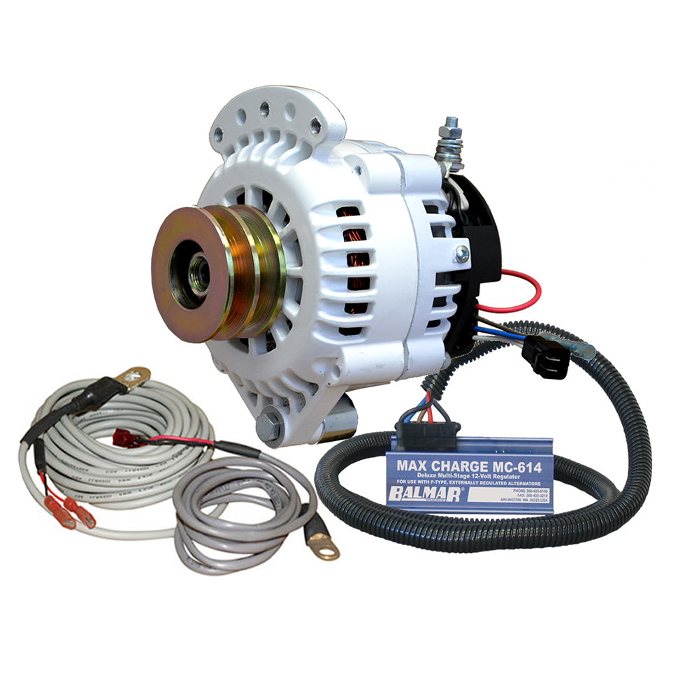 Balmar Alternador 100 AMP Kit 12V 1-2" Montaje de eje de un solo pie Regulador de polea en V dual Sensor de temperatura [621-VUP-MC-100-DV]