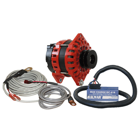 Alternador Balmar, kit de 250 amperios, 12 V, 3,15 pulgadas, sillín de doble pie, regulador de polea en V dual, sensor de temperatura [XT-DF-250-DV-KIT]