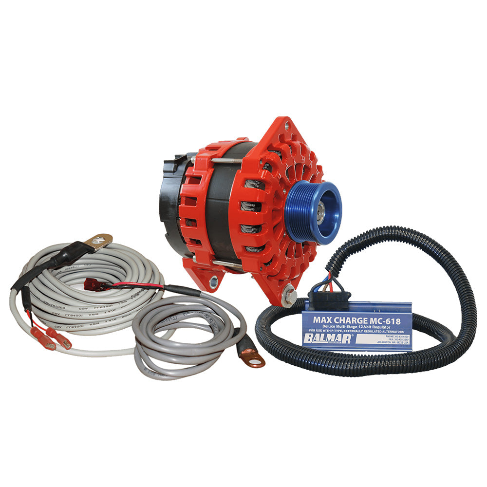 Balmar Alternador 250 AMP Kit 12V 3.15" Doble Pie Sillín J10 Regulador de Polea Sensor de Temperatura [XT-DF-250-J10-KIT]