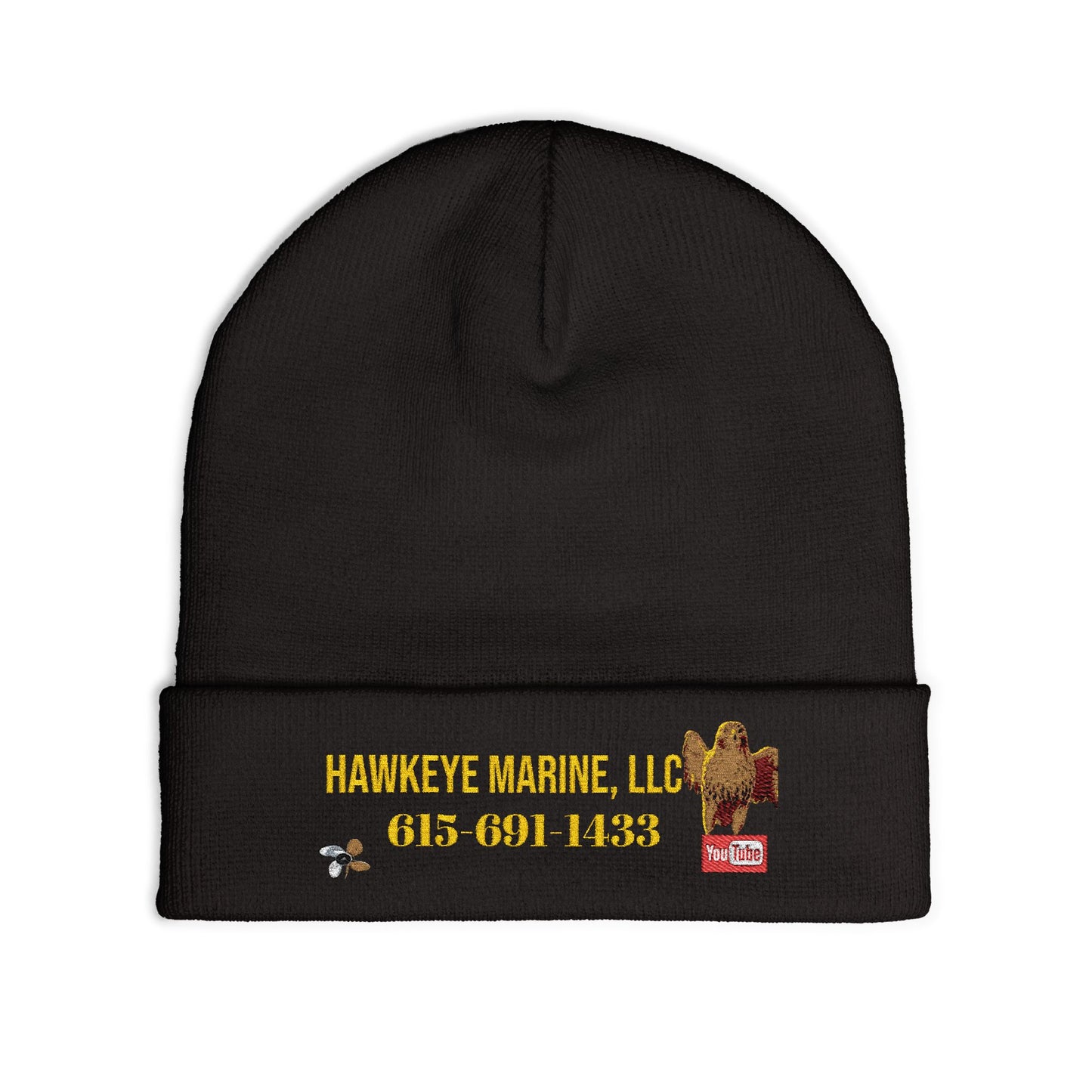 Embroidered Knit Beanie — Hawkeye Marine LLC Logo & Phone Number