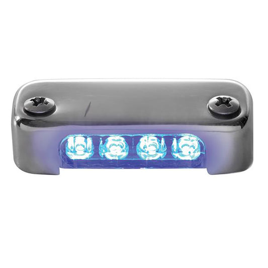 Microluz LED azul Attwood con montaje vertical en bisel de acero inoxidable [6350B7]