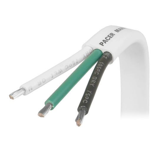 Cable triplex blanco Pacer - 14/3 AWG - Negro/Verde/Blanco - Vendido por pie [W14/3-FT]