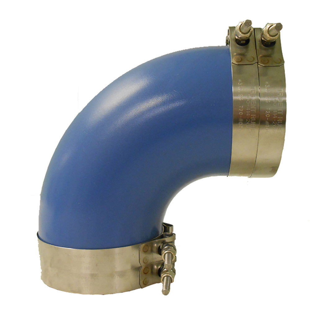 Trident Marine Codo de escape húmedo moldeado de silicona azul de 6" ID de 90 grados con 4 abrazaderas de perno en T [290V6000-S/S]