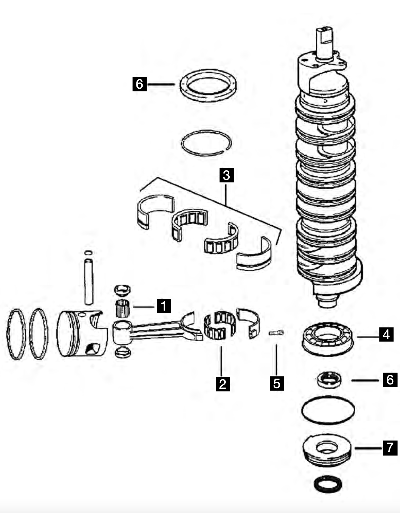 Johnson Evinrude V6 60° & FICHT rod bolts bearings crank seals 135-175 hp 1991-2006 RED RHINO