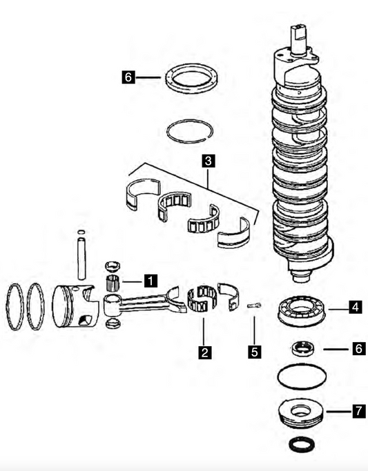 Johnson Evinrude V6 60° & FICHT rod bolts bearings crank seals 135-175 hp 1991-2006 RED RHINO