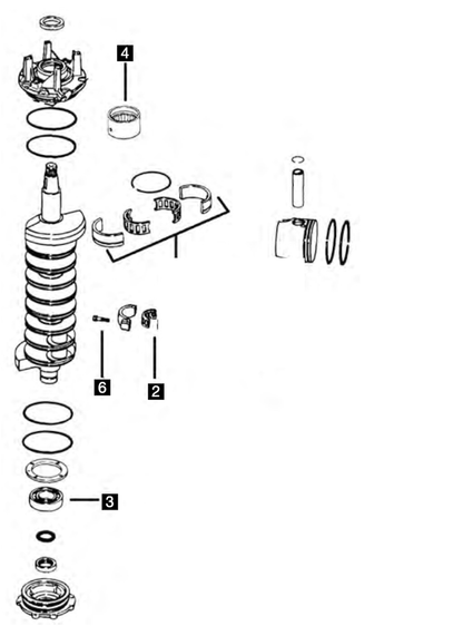 Johnson Evinrude V6 LOOPER & FICHT rod bolts bearings crank seals 200-250 hp 1986-2005 RED RHINO