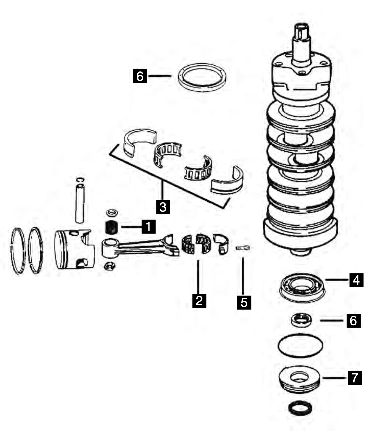 Johnson Evinrude V4 60° & FICHT rod bolts bearings crank seals 75hp 1995-2005 RED RHINO