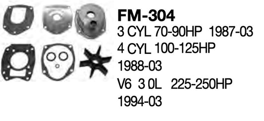 Kit de bomba de agua para Mercury MerCruiser 46-96148T8, 4696148T8, 96148T8 KIT completo de impulsor