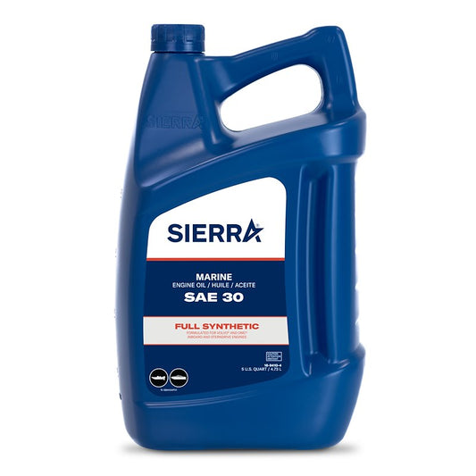 Sierra Marine 18-9410-4 Full Synthetic SAE 30 4-Stroke Marine Engine Oil – FC-W Certified (5 Quart Jug)