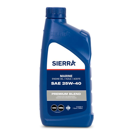 Sierra Marine 18-9400-2 Premium Blend 4-Stroke Marine Engine Oil – 25W-40 FC-W Certified (1 Quart)