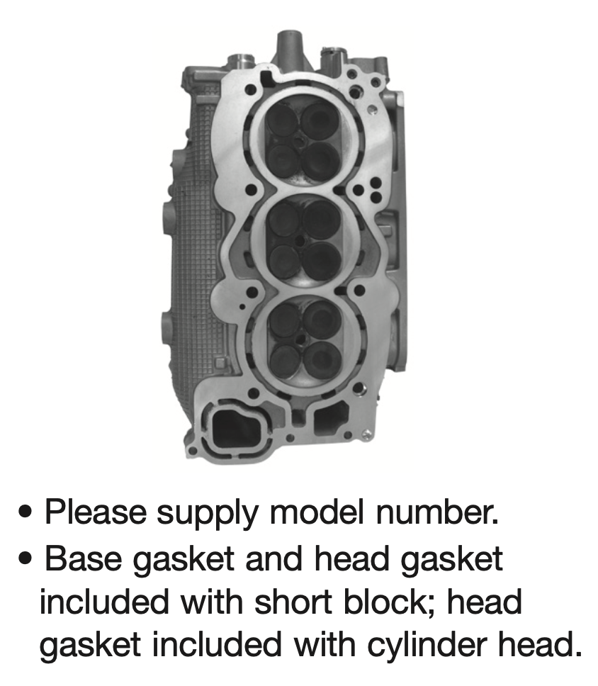 Yamaha VF200-250HP V6 SHO 4.2L Cylinder Head years 2010-2025
