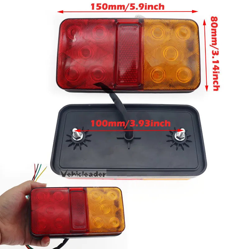 2PCS 12V 10LED Tail Light Taillight Turn Signal Indicator Stop Lamp Rear Brake Light for Car Truck Trailer Caravan