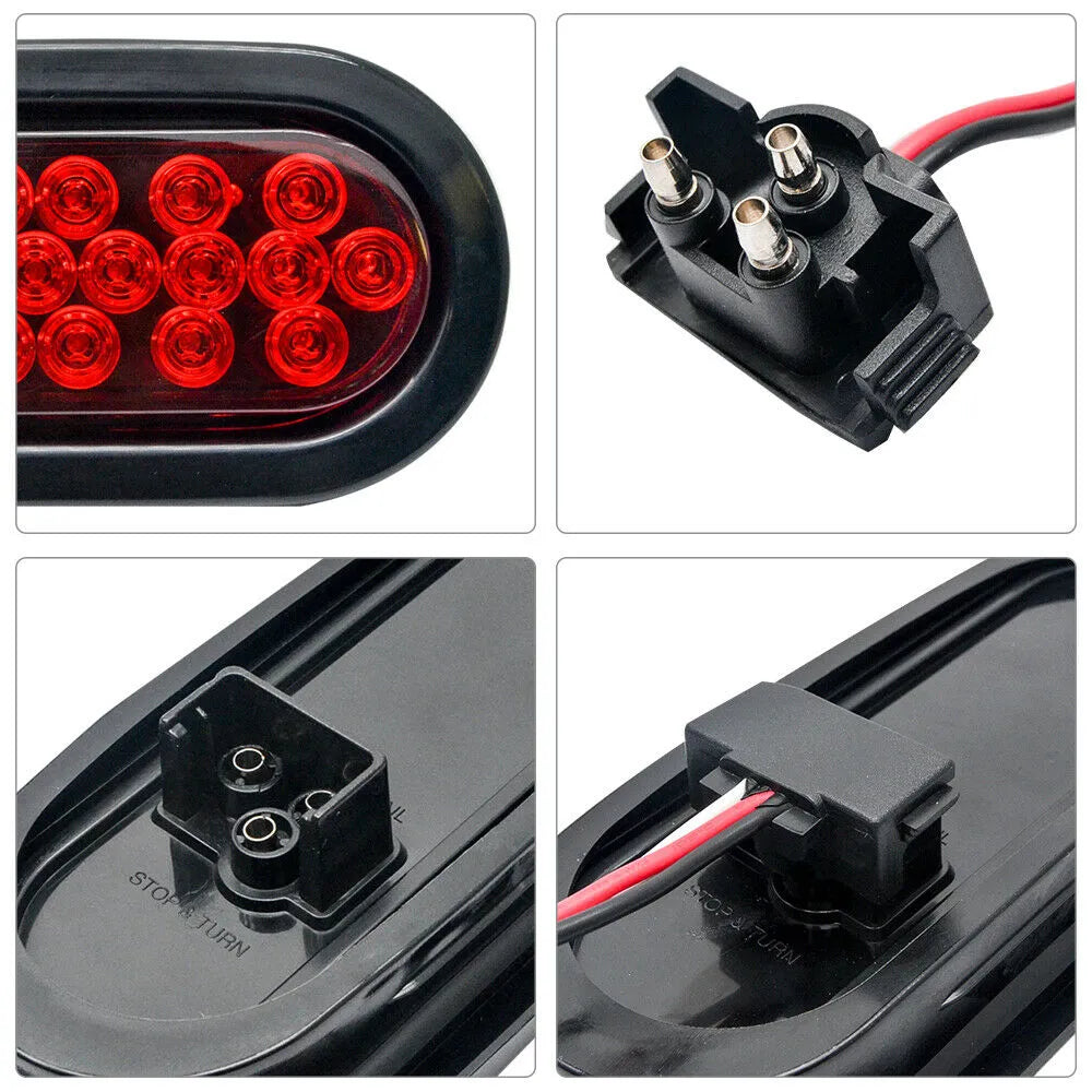 2pcs 12V 24 Led Oval Truck Trailer Stop Turn Tail Brake Light Side Marker Lamp Trailer Truck Lamp Red Kit Set