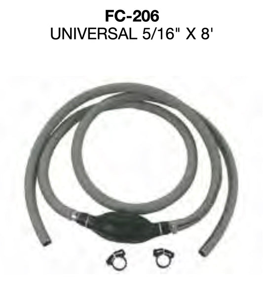 Universal outboard engine 5/16" x 8' fuel line, bulb, without connectors