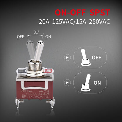 1PC Toggle Switch 12V DC 30A 2 Pin ON Off SPST ON ON Latching Momentary With Weatherproof Cap Cover for Auto Car Marine Boat