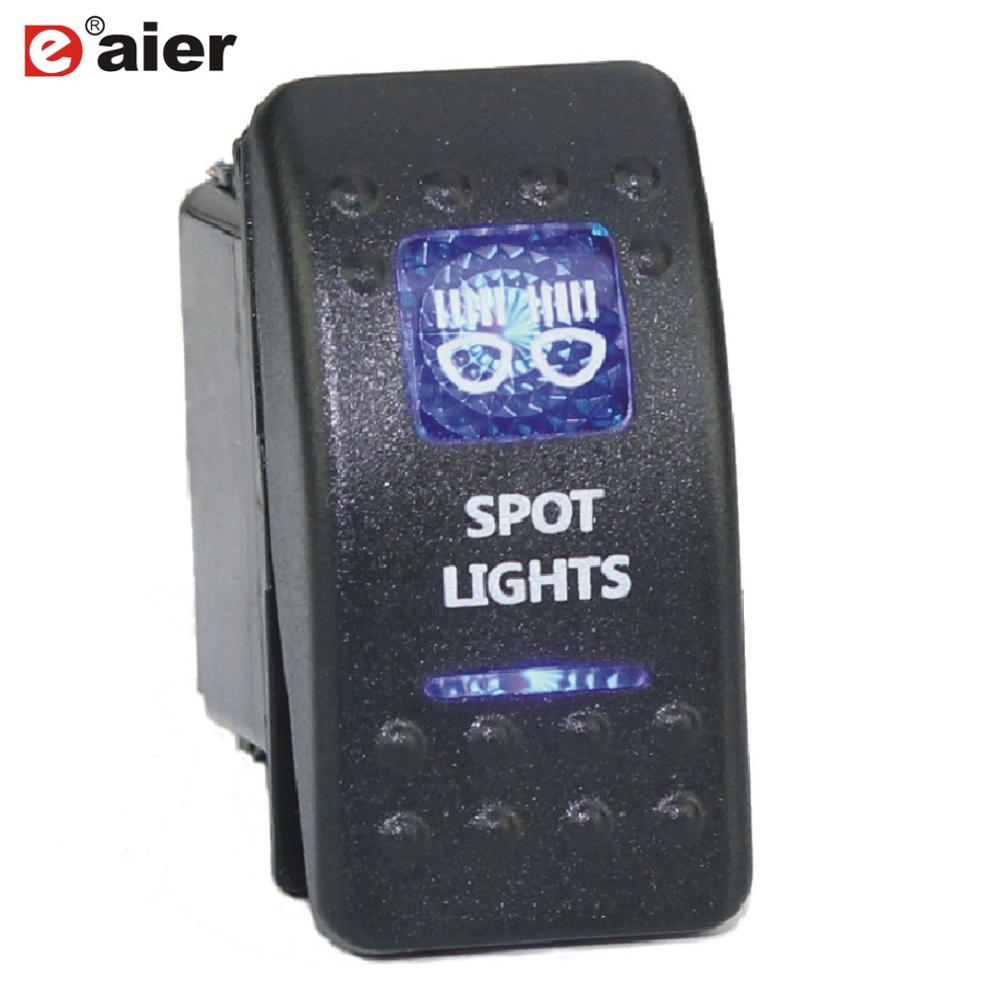 1 Uds. Interruptor marino de 5 pines SPST interruptor de encendido-apagado para coche barco camión luz con doble iluminación LED Waterpoof 20A