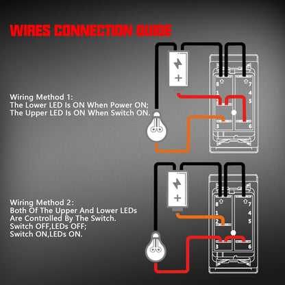 1 Uds. Interruptor marino de 5 pines SPST interruptor de encendido-apagado para coche barco camión luz con doble iluminación LED Waterpoof 20A