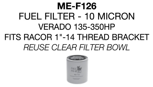 Mercury Verado 135-350hp Se adapta al filtro de combustible RACOR de 1"-14 con paso de rosca de 10 micras 35-886638, 8M0103096