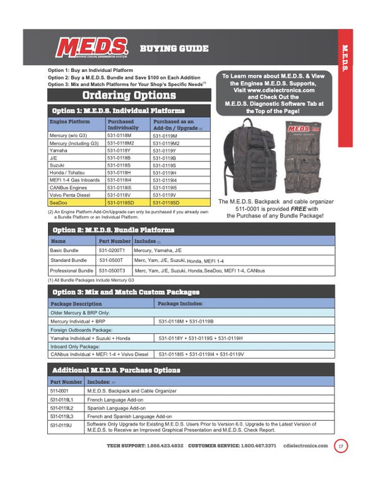 M.E.D.S. Diagnostic Outboard single end user for Mercury, Yamaha, BRP