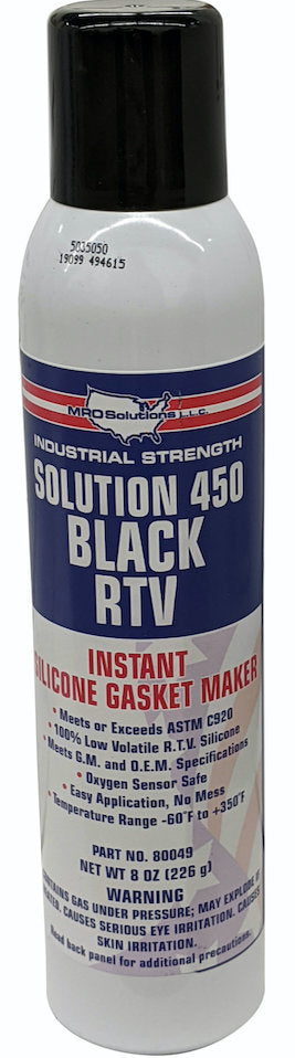 MRO Solution 450 – Black Black RTV Silicone Sealant (8 oz. Aerosol Can)