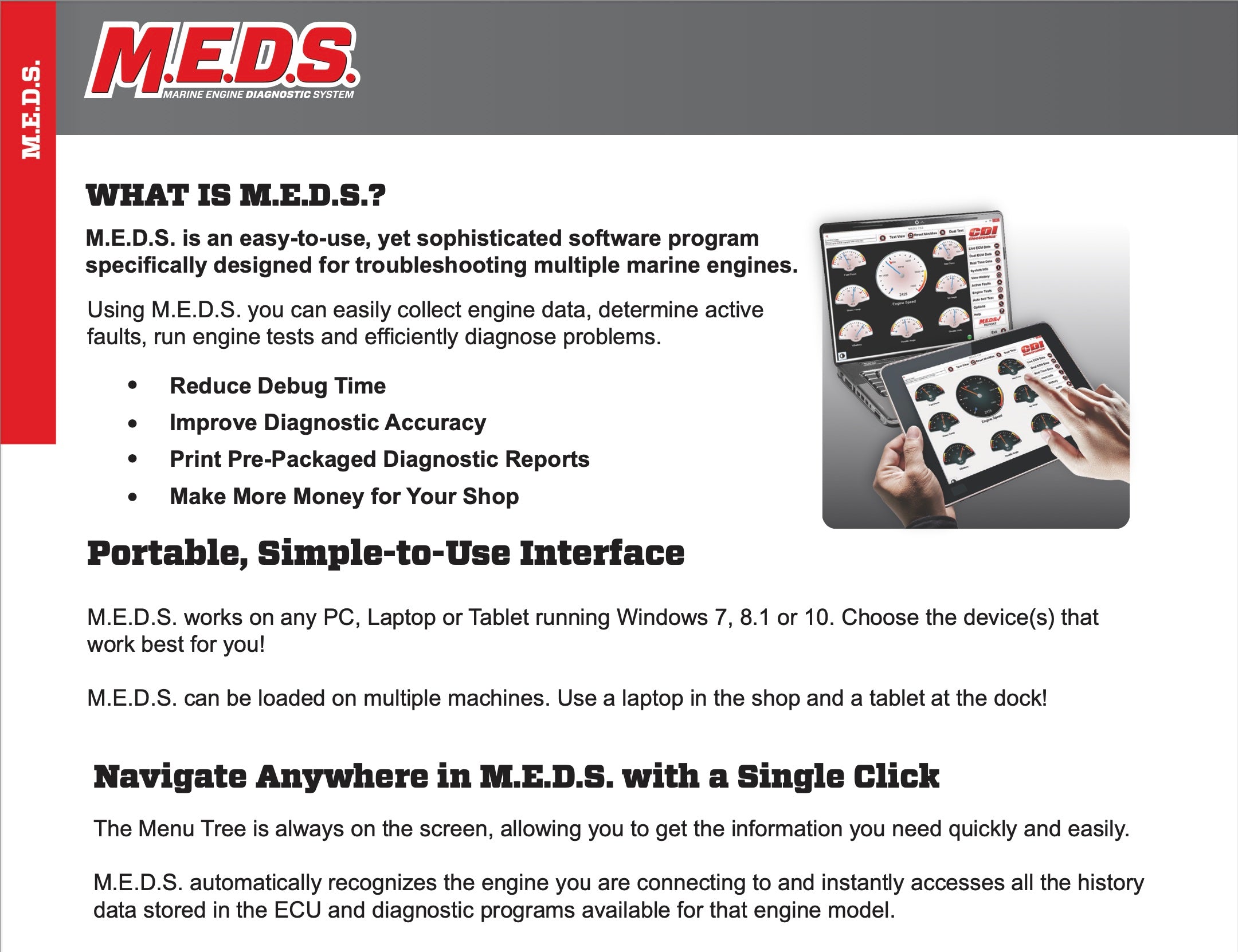 M.E.D.S. Diagnostic Outboard single end user for Mercury, Yamaha