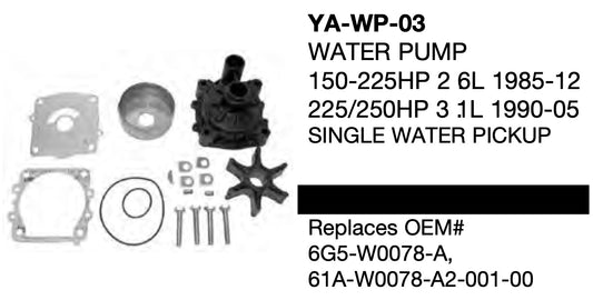 Yamaha 150-200HP V6 Caja de cambios ESTILO LLAVE-TUERCA años 1988-2012